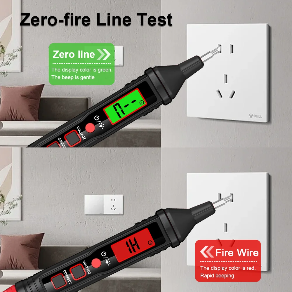 GVDA Non-contact AC Voltage Detector 12-300V Voltage Tester Electric Measuring Pen Backlight Display Flashlight Electrician Tool