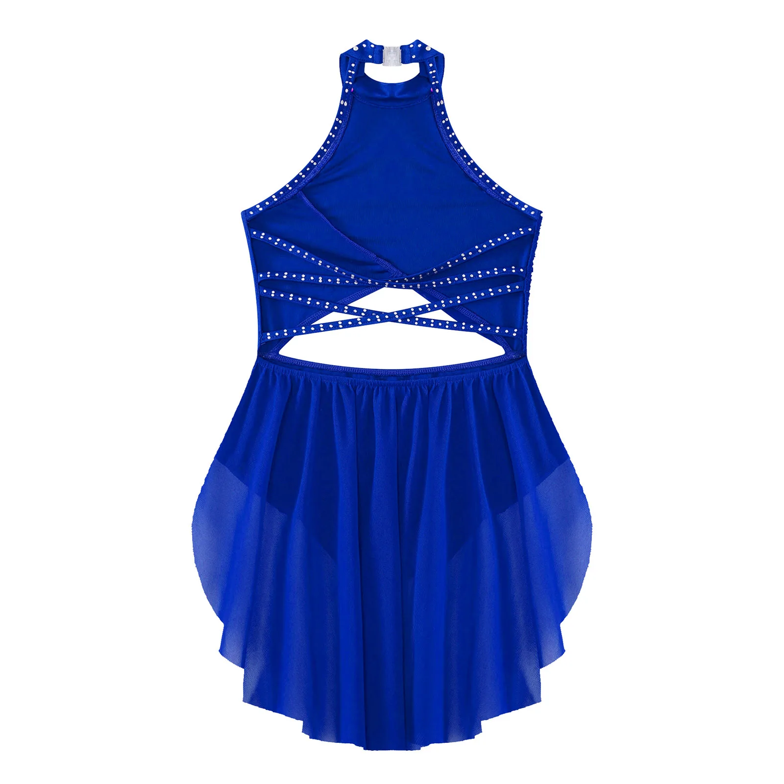 Vestido de tutú de Ballet con lentejuelas brillantes para niñas, ropa de baile con diamantes de imitación, vestido de patinaje artístico, vestido de actuación de baile latino lírico