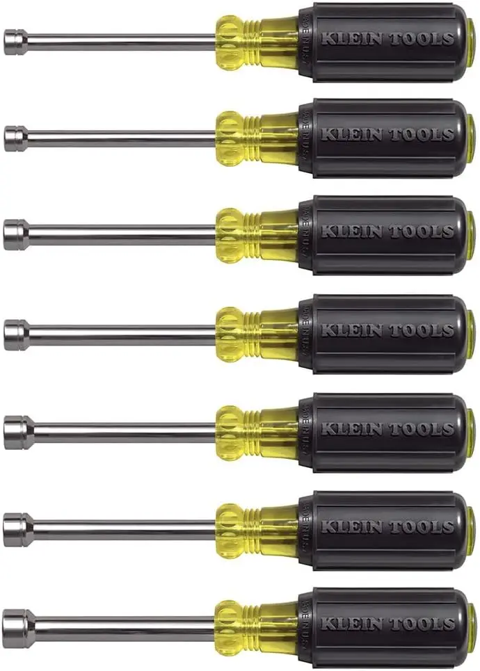 

7-Piece Metric Nut Driver Set with Hollow Shafts, Sizes 5-10mm, Chrome-Plated for Durability
