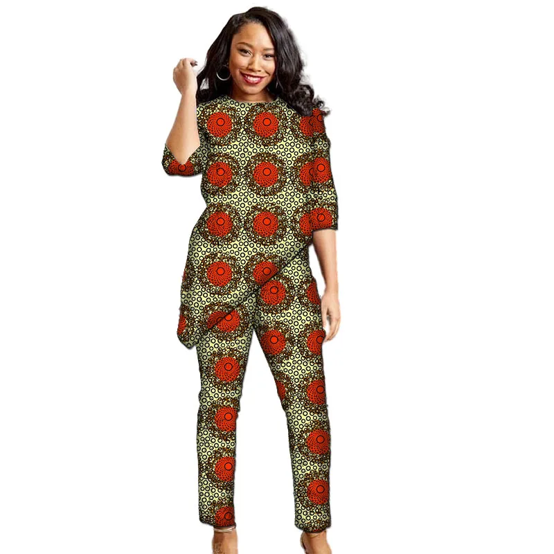 

Half Sleeves Women's Shirt Patch pant African Clothes Tailored Original Design Asymmetric Hem Lady's Festival Wear