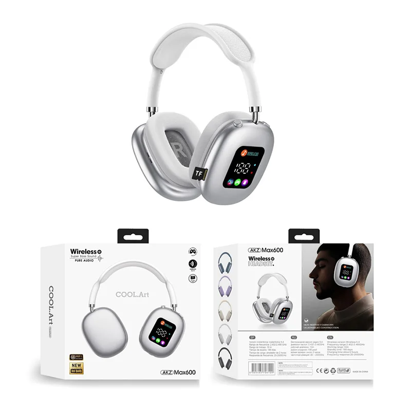 MAX 600 Model Nieuwe Draadloze Actieve Ruisonderdrukkende Hoofdtelefoon Hybride Draadloze Hoofdtelefoon Met Touch Control LED Scherm 2025 Hot