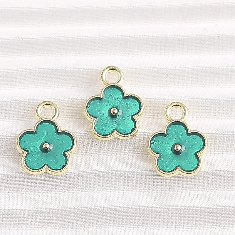 10 Stück 9 x 12 mm niedliche Mini-Emaille-Blumen-Charms-Anhänger für Schmuckherstellung, Halsketten, Ohrringe, Armbänder, DIY, handgefertigtes Bastelzubehör – Detail 7
