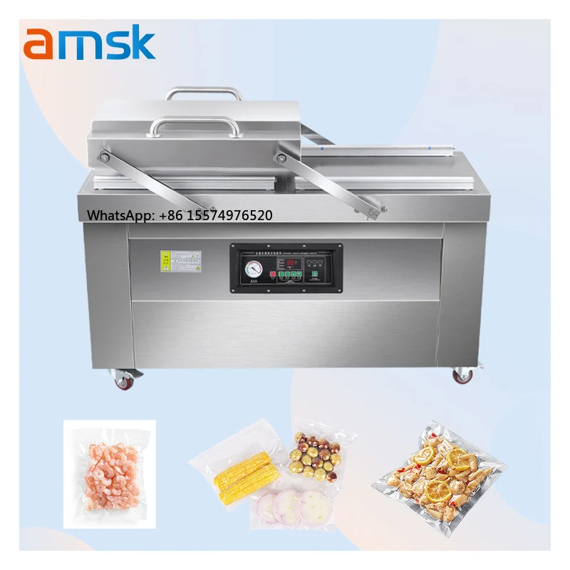 DZ-400 Automatic Double Chamber Flat Vacuum Sealing Machine Plastic Bag Packaging Food Storage Compression Sealing Machine