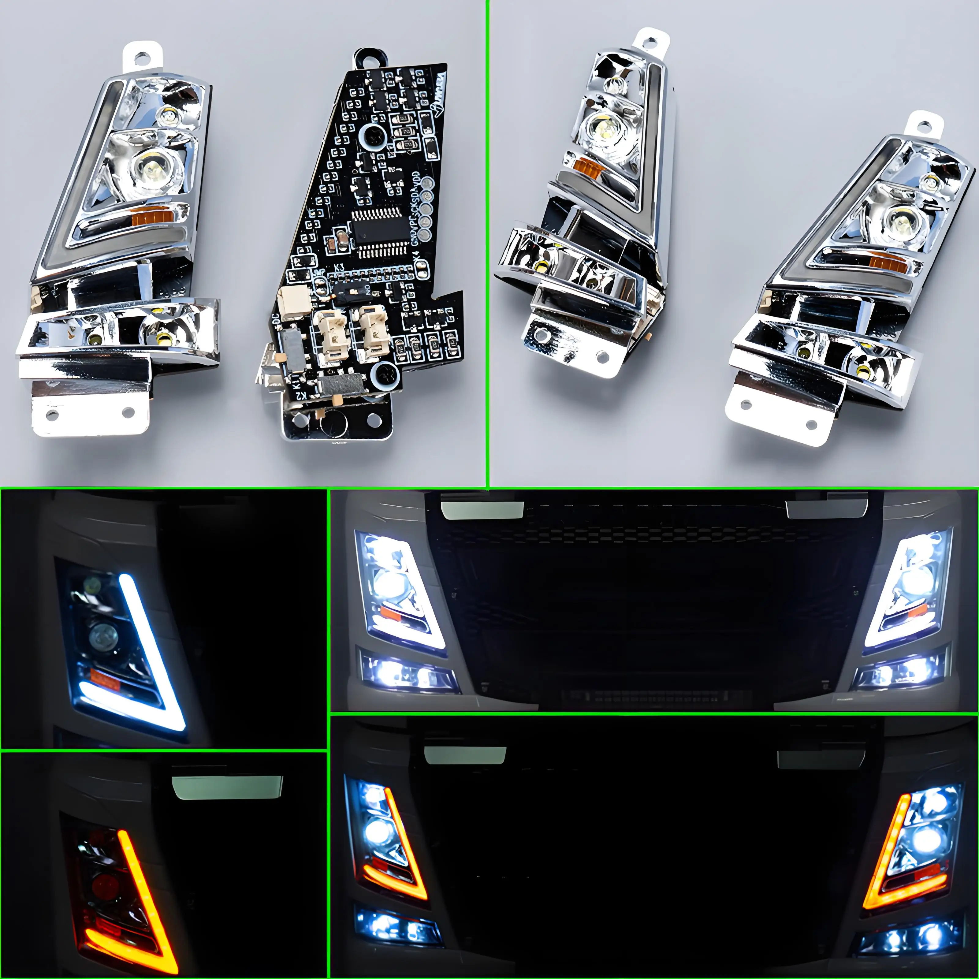 Módulo de Faros Delanteros y Traseros de 5V para Camión RC 1/14, Accesorios de Actualización para Tamiya VOLVO FH16 750 56360 56362 56365