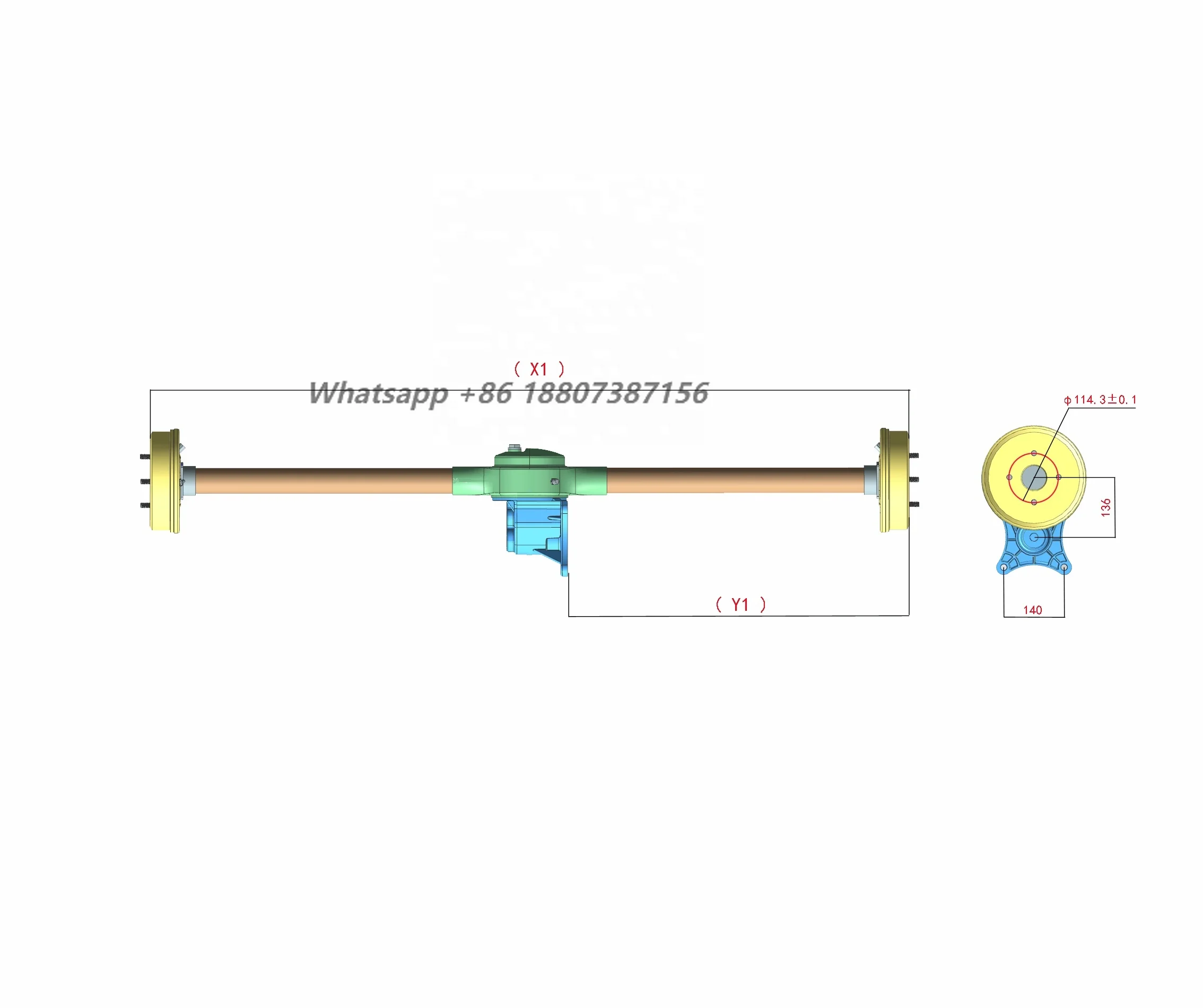 Complete Electric Golf Cart Four-Wheeler Motor Front Rear Axle Assembly Transaxle Propeller Shafts Accessory
