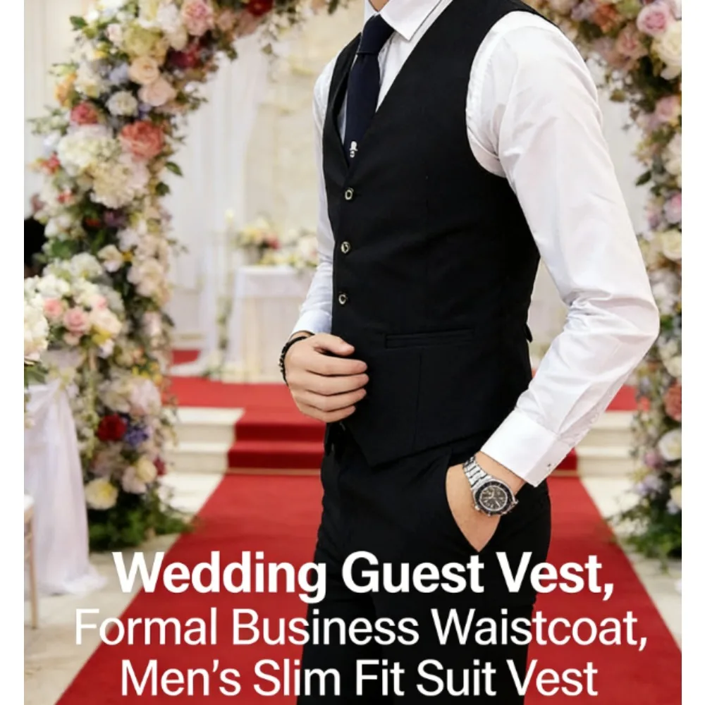 

Мужской приталенный жилет для костюма, формальный деловой жилет, тонкий офисный жакет