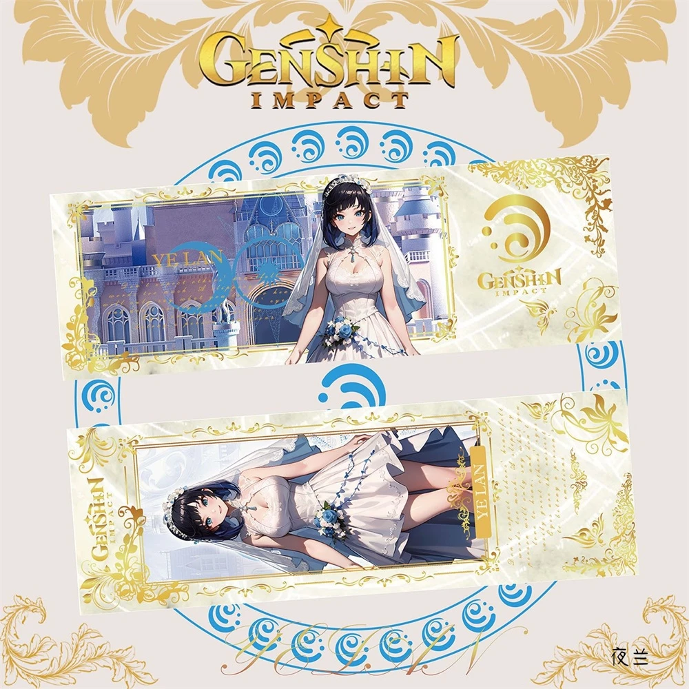 Genshin Impact Tickets Yae miko Eula Gan yu Nahida Hu tao Wedding Dresses Double-sided Bookmark Collection Gifts