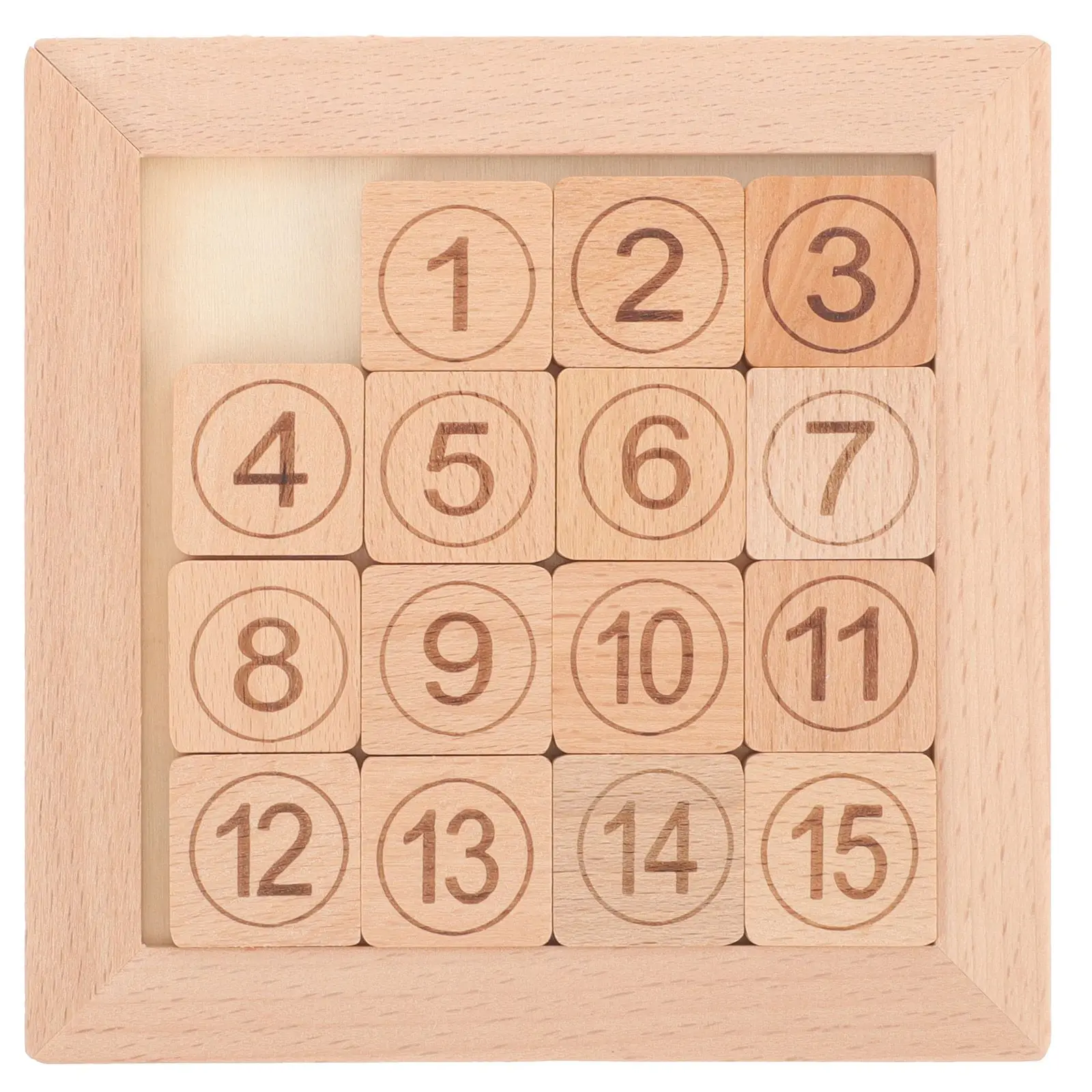 Wooden Sliding Number Puzzle Kids IQ Game Toy Educational Playthings Learning Toys Montessori Math Home School