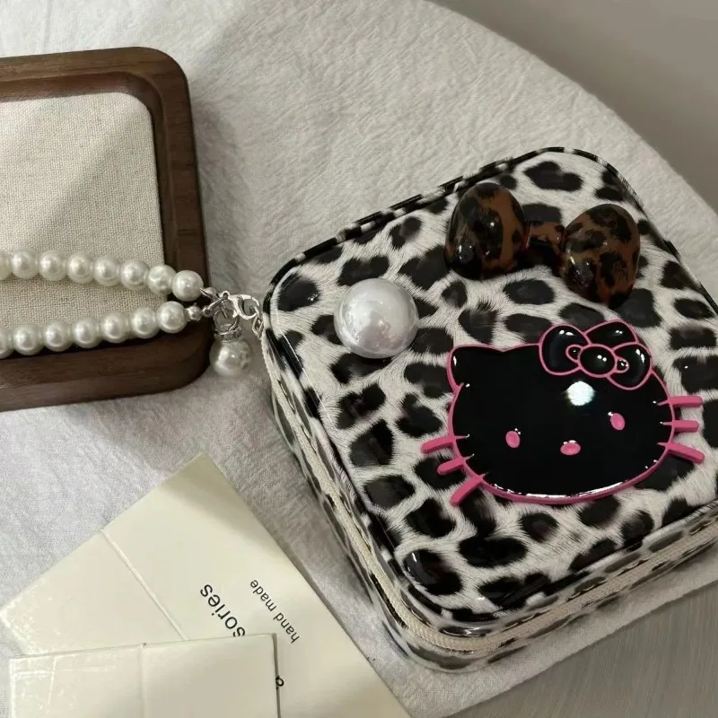 

Box Hello Kitty Peripheral Leopard Print Fashion Personality High-capacity Jewelry Box Dustproof Storage Portable Cute