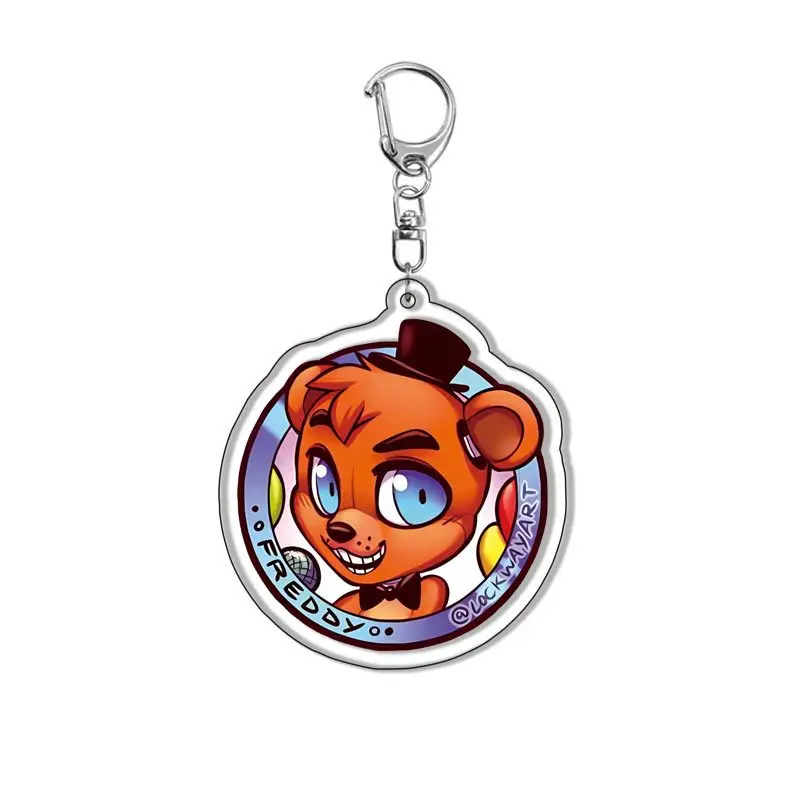 6CM Anime FNAF Horror Game Figures Bonnie Chica Foxy Acrylic Keychains Cartoon Double Sided Pendants Collection Gifts