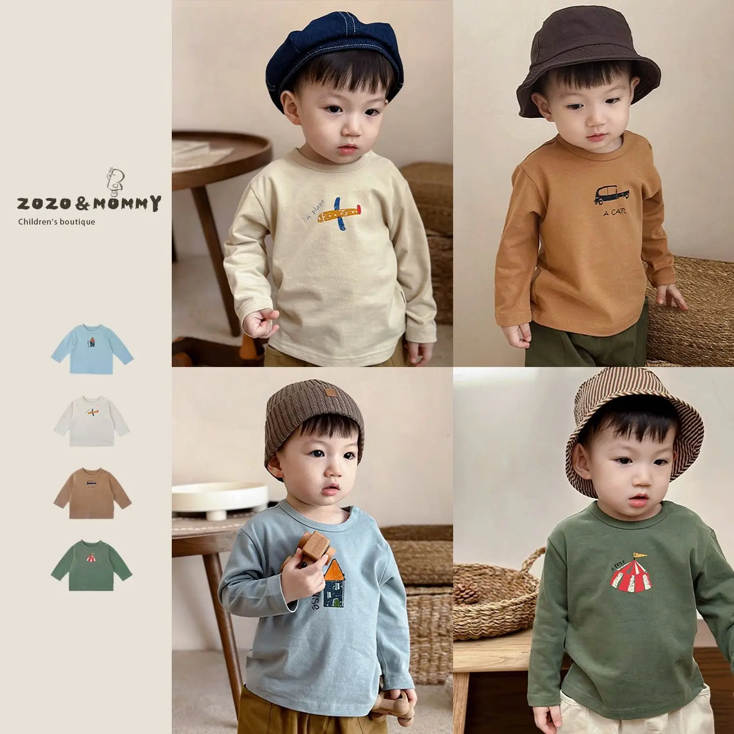 

Multi Color Autumn Kids Top T-Shirts Cartoon Print Retro Casual Cute Pattern 2023 Baby Boys Girls Long Sleeves Tops 1-4Years