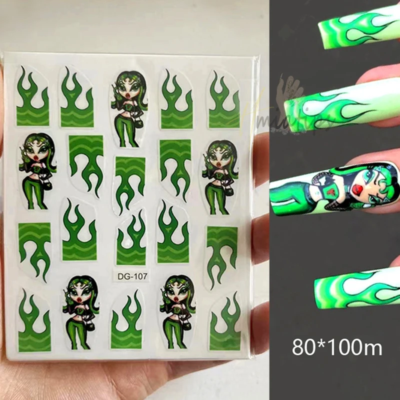 1 Sheet Pink Girl 3D Nail Stickers Self Adhesive Sliders Anime Stickers Nail Kawaii Cartoon Nail Art Decorations