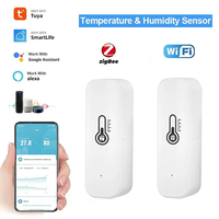 2PCS Tuya Zigbee WiFi Temperature Humidity Sensor Home Connected Thermometer Compatible With Smart Life Alexa Google Assistant