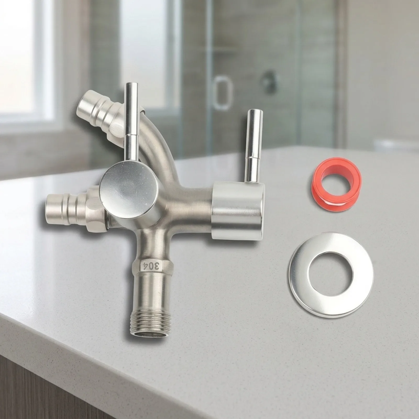 Water Control Valve with Washing Machine and Bidet Outputs 1 Inlet G1/2 Thread Designed for Standard Plumbing Setups