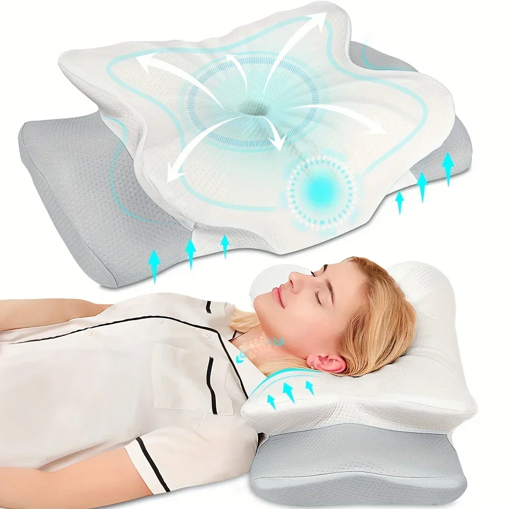 

Cervica Pillo for Neck Pain Relief, Odorless Contour Memory Foam Pillos, Ergonomic Orthopedic Bed Pillos for Sleeping,