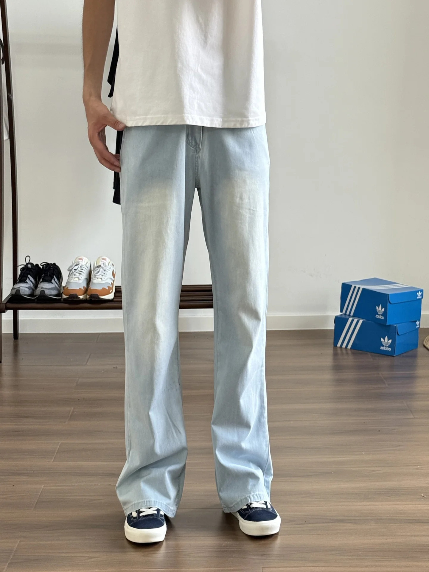 

Light Blue Ice Silk Men's Jeans Summer Thin Lenzing Cool Feeling Knife Casual Drapey Micro Flared Straight Leg Pants