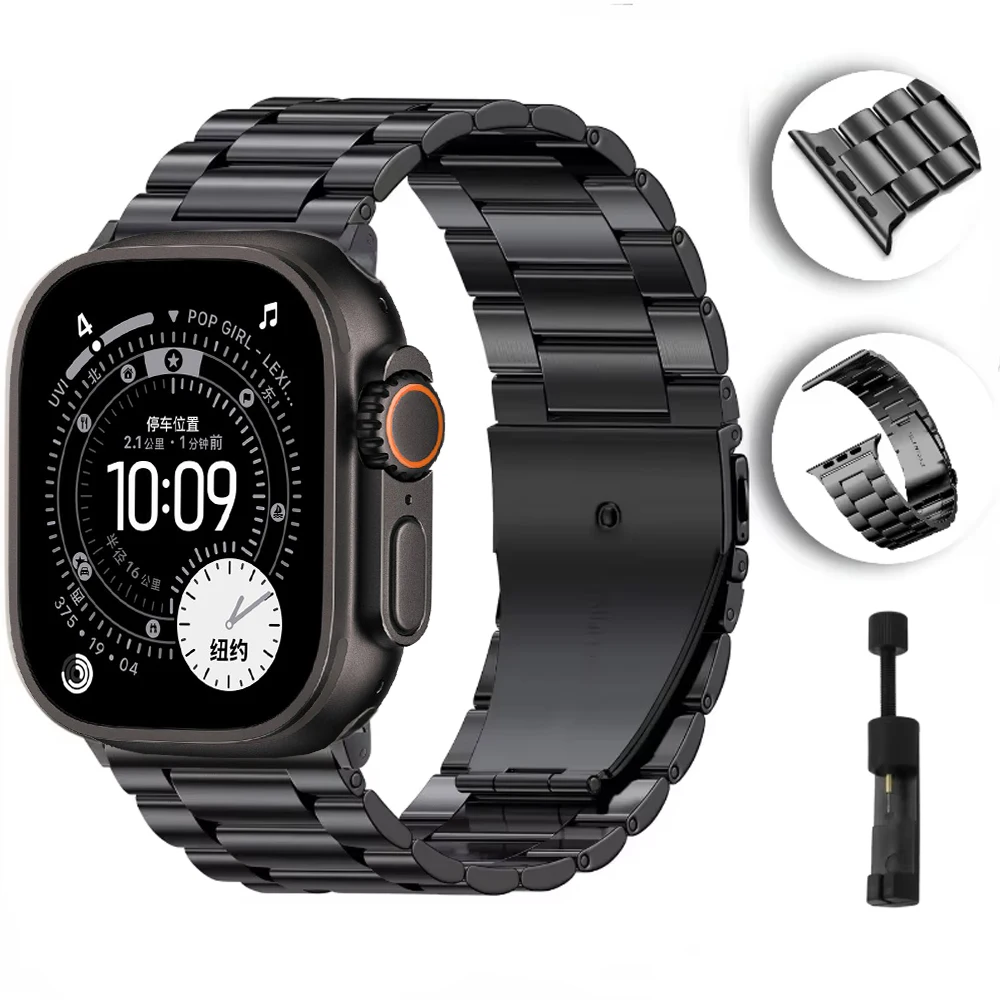 Metal Strap for Apple Watch 12 11 10 46mm 42mm Ultra 4/3/2 49mm Stainless Steel Wristband for IWatch 9 8 7 6 5 SE 45mm 41mm 44mm
