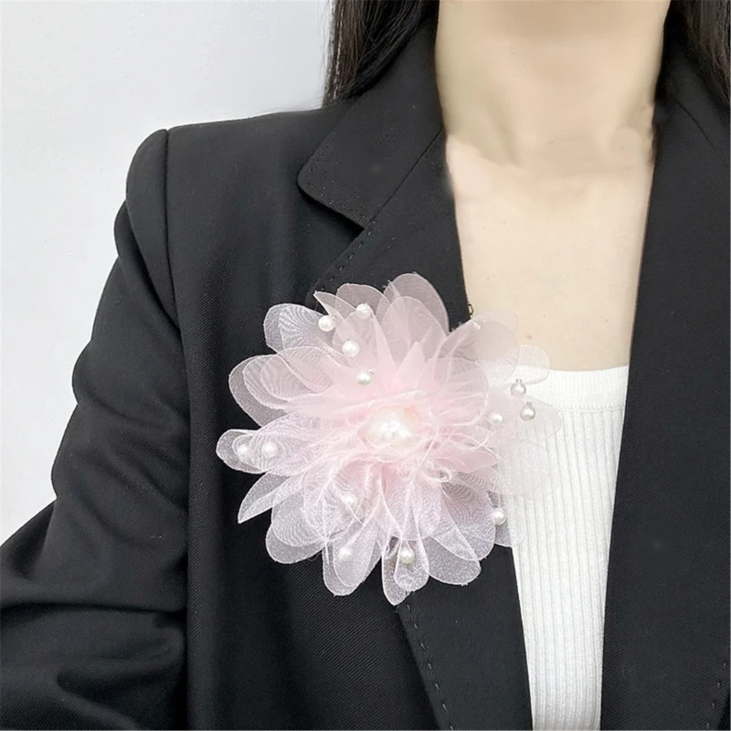 Sophisticated Sheer Brooch with Beading for Distinctive Statement