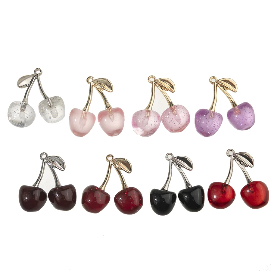 10 قطع الملونة محاكاة الكرز سحر الاكريليك قلادة ل عقد دي اي واي أقراط مجوهرات اكسسوارات 30*28 ملليمتر