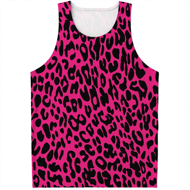 Popular 3D Print Leopard Tank Top For Men Summer Casual Sleeveless T Shirt Animal Skin Graphic Sports Tops Gym Muscle Vest