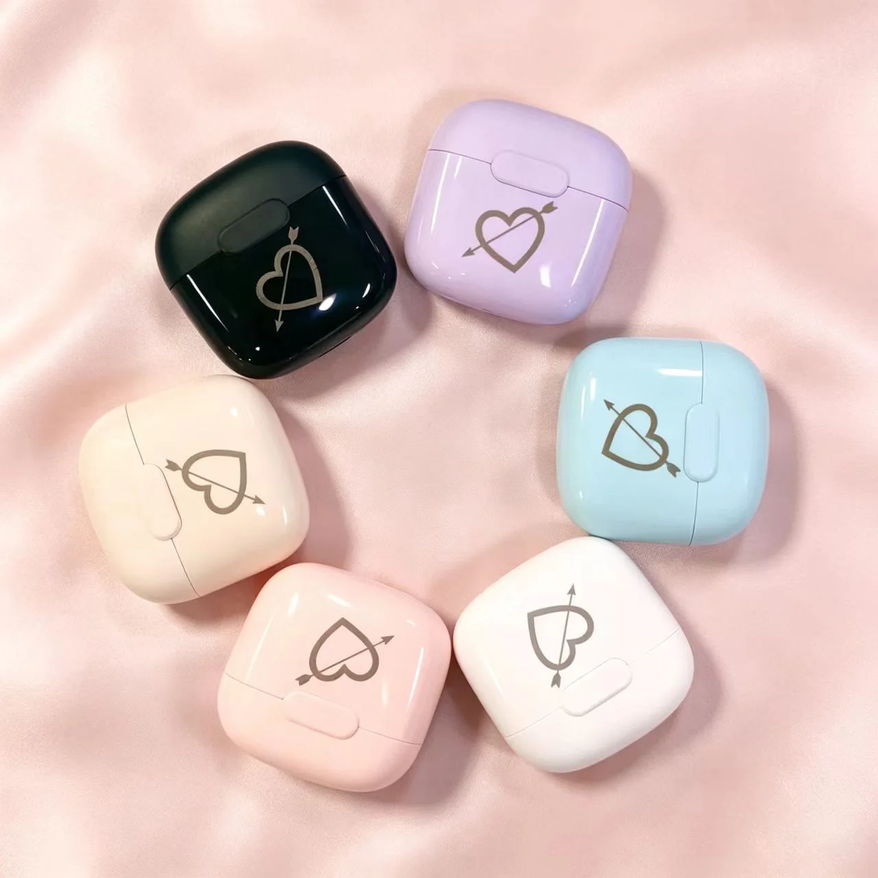 Open‑Ear Wireless Earbuds Heart Arrow Pattern Bluetooth Earphone Lightweight Clip‑on Headset For Daily Travel Work Sport