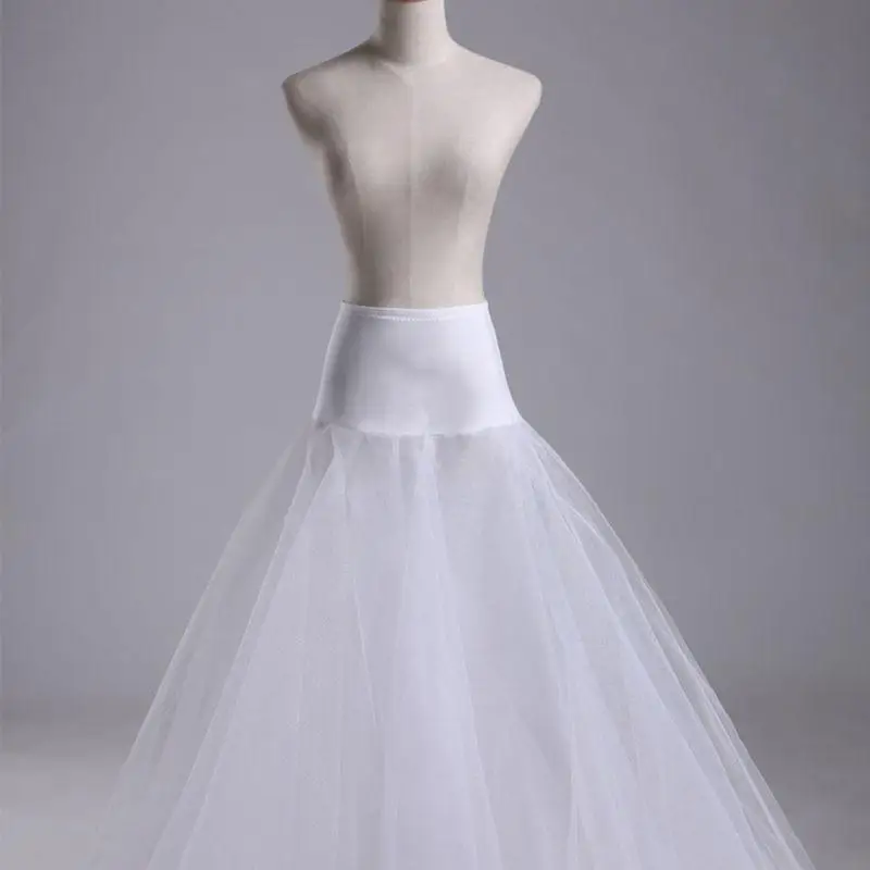 P88B Womens White 1 Hoop A Line Two Layers Petticoat Bridal Wedding Dress Elastic Wai