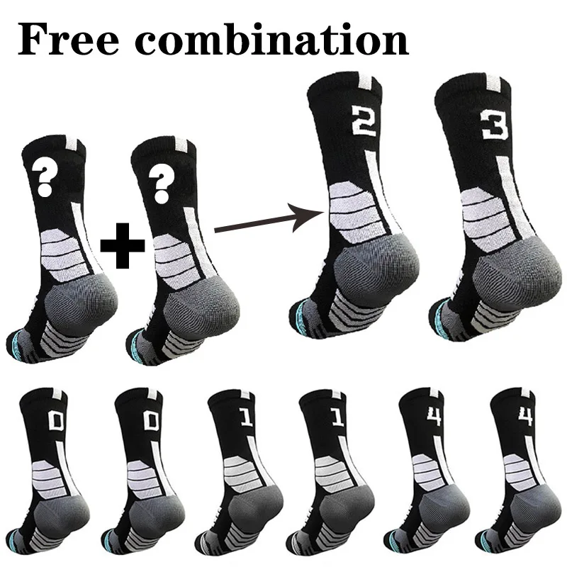 High Quality Elite Basketball Socks Compression Men\'s Cycling Socks With Number Adults Towel Bottom Outdoor Sports Socks Unisex