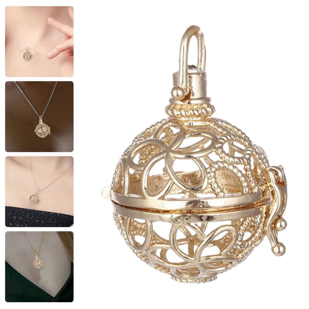 

5Pcs Aromatherapy Essential Oil Diffuser Necklace Hollow Pendant Flower Style Changeable Color Balls Locket Aromatherapy Pendant