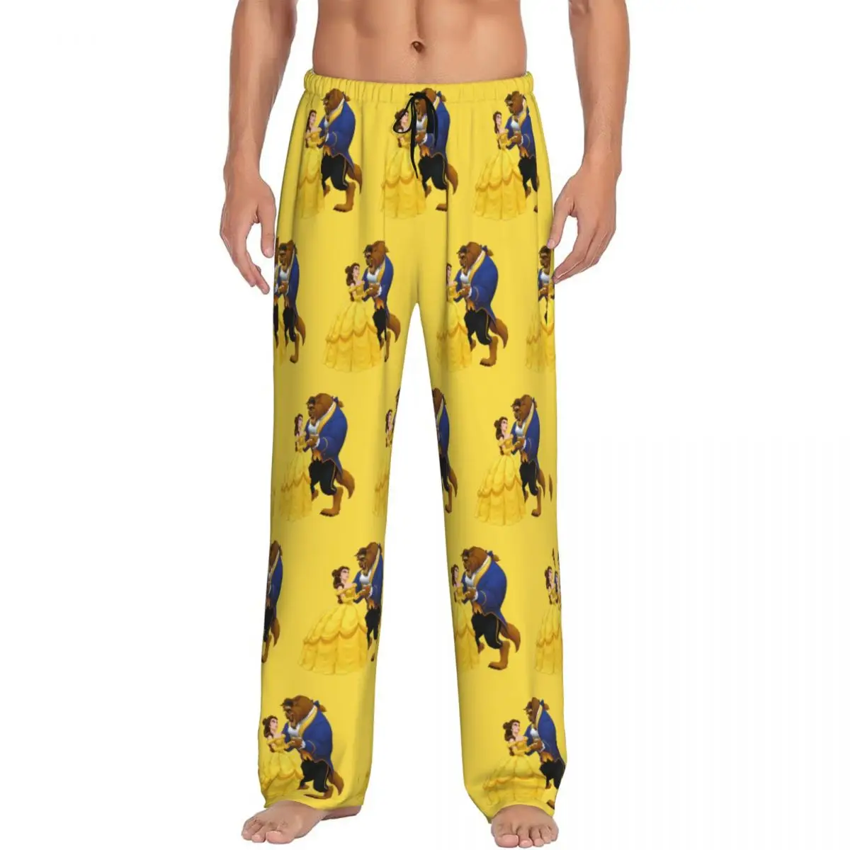 

Custom Beauty And The Beast Pajama Pants Men Sleepwear Lounge Sleep Bottoms Stretch with Pockets