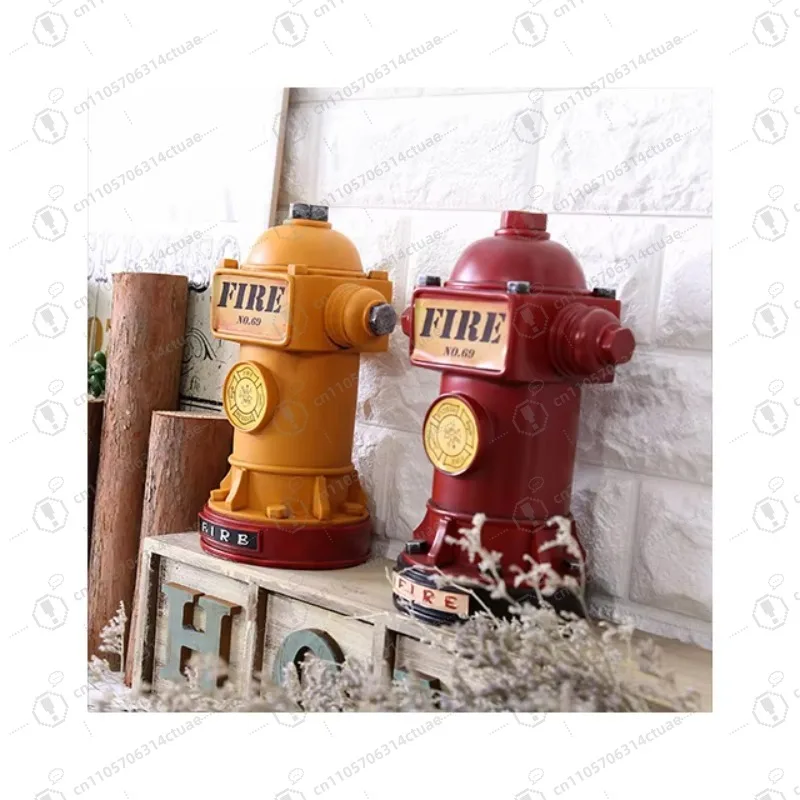 

Креативная ретро красно-желтая смоляная копилка для пожарного гидранта - уникальный домашний декор и студенческий подарок