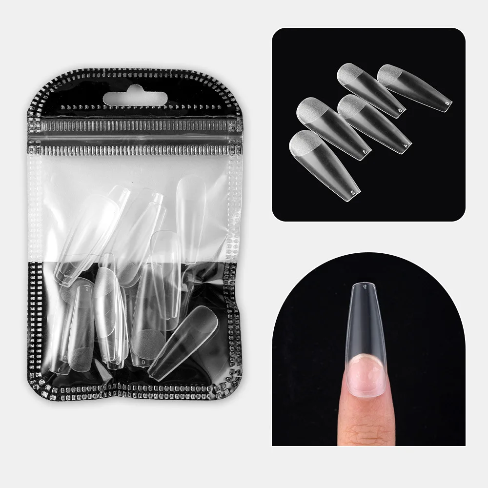 24pcs/bag clear fake nails press on faux capsule ongles reutilisable Ultra-thin seamless almond water drop long false nails kit