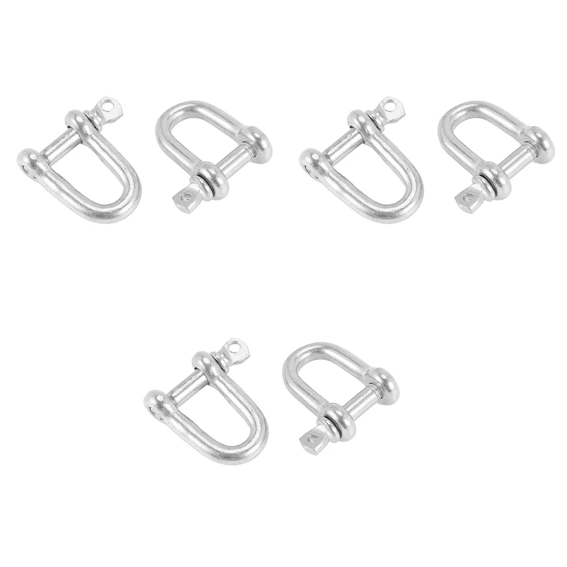 304 Stainless Steel Screw Pin D Style Chain Dee Shackle 4Mm For Rigging M4 Pack Of 6