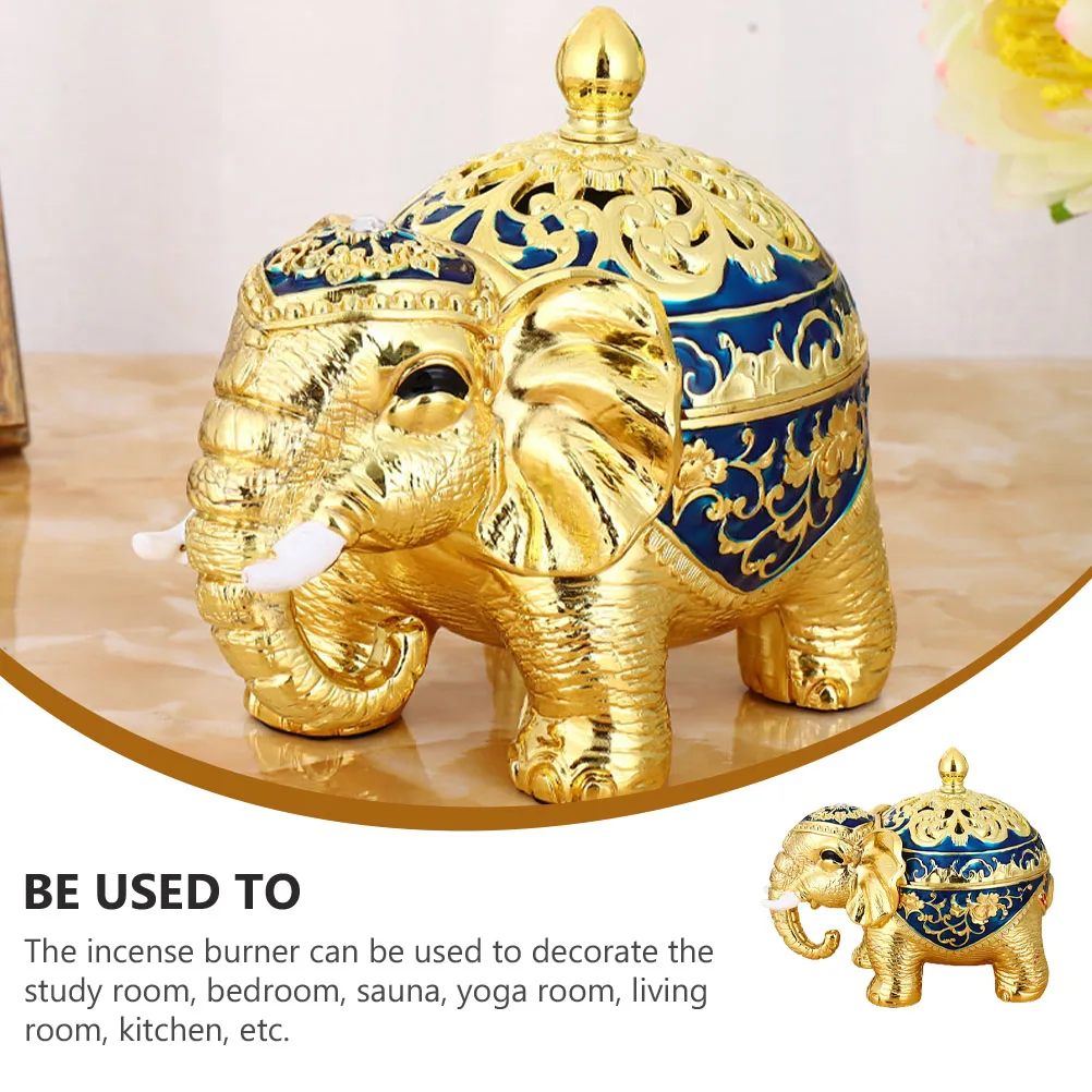 

Retro Incense Burner Zinc Alloy Desk Decor Censer Home Furnishings Elephant Shaped Air Purifier Stress Relief Sleep Aid Yoga