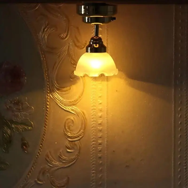 

Realistic Flower Mini Ceiling Lamp Bedroom Furniture Play Doll House Decoration