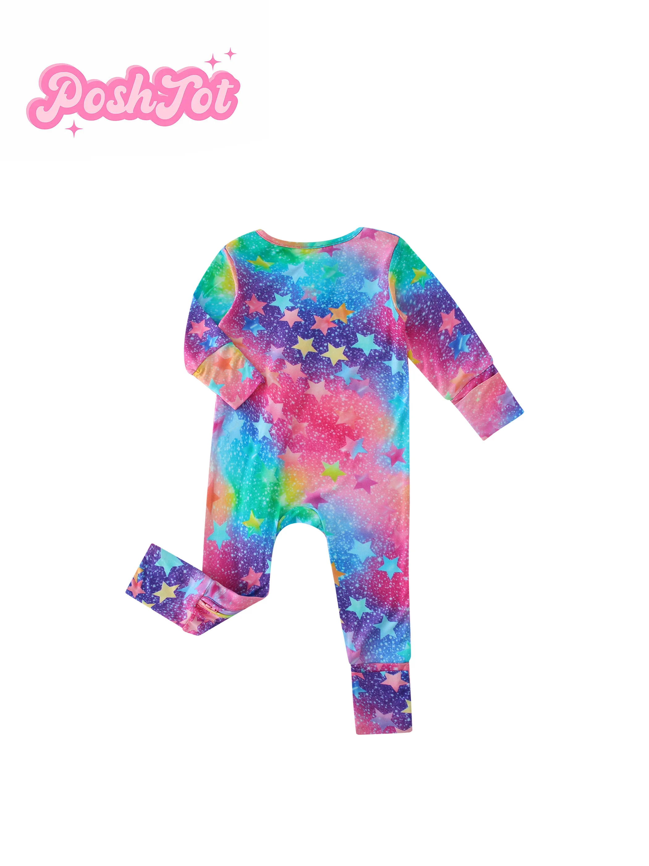 POSHTOT Colored star long sleeves for baby. Baby pajamas two-way zipper 0-2 year old jumpsuit.  Baby jumpsuit.