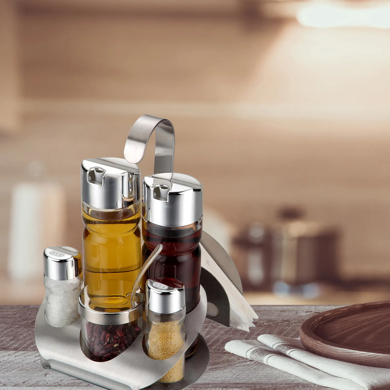 

1Set Safe Stainless Steel Seasoning Container Set Easy Clean for Kitchen Mustard Pepper Spice Storage Condiment Pot Set