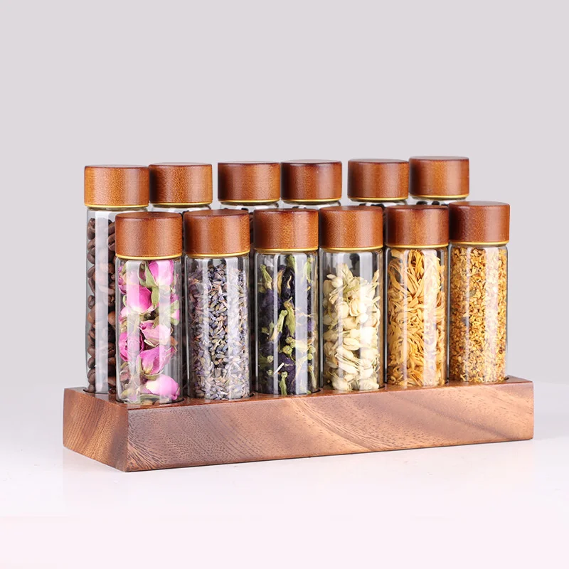 Coffee Beans Storage Container Display Rack Single Dose Glass Tube Grains Spice Tea Home Barista Tools Espresso Coffeeware