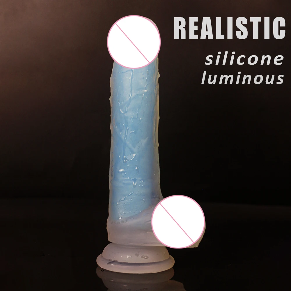 8.26 Inch Luminous Dildo Realistic Silicone Double-deck Toys for Women Masturbation Strong Sucker Adult 18 Sex Product