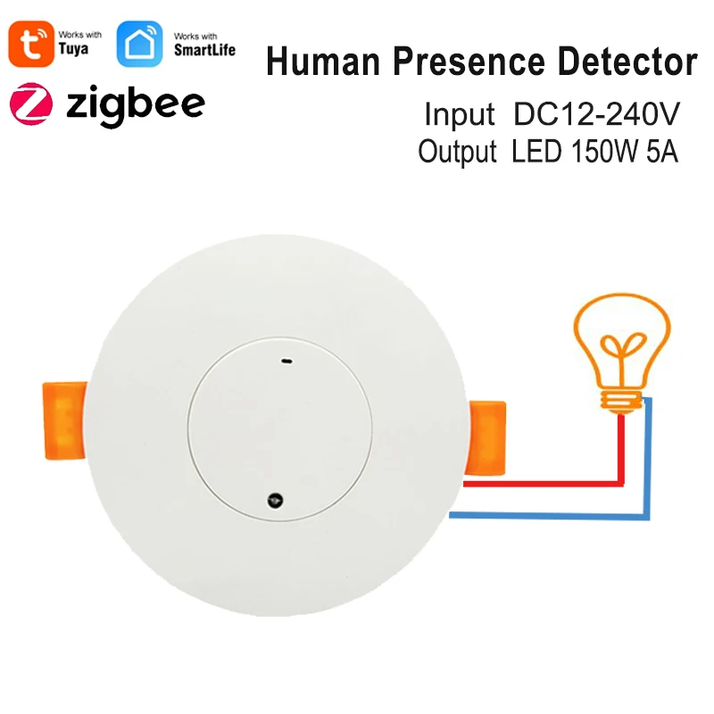 

Zigbee Millimeter Wave Radar Human Presence & Motion Sensor, DC12-240V, Smart Life Compatible, Dry Contact Switch, Illumination