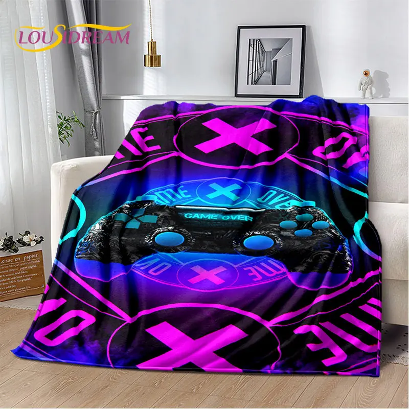 Cartoon Gamer Gamepad Game Over Soft Plush Blanket,Flannel Blanket Throw Blanket Cover for Living Room Bedroom Beds Sofa Picnic