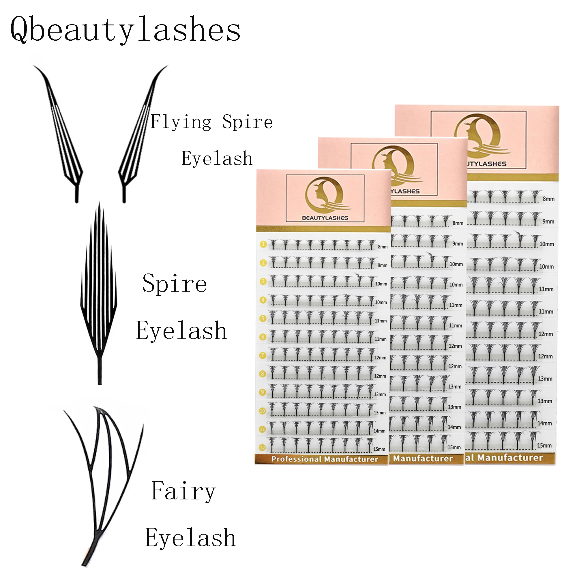 qbeautylashes Premade fans Spire Fairy Flying Eyelashes Anime Effect Soft Natural Plume Fluttering Eyelash Extensions Cosplay