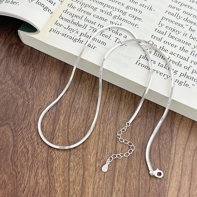 Women's S925 Sterling Silver Square Snake Bone Clavicle Chain