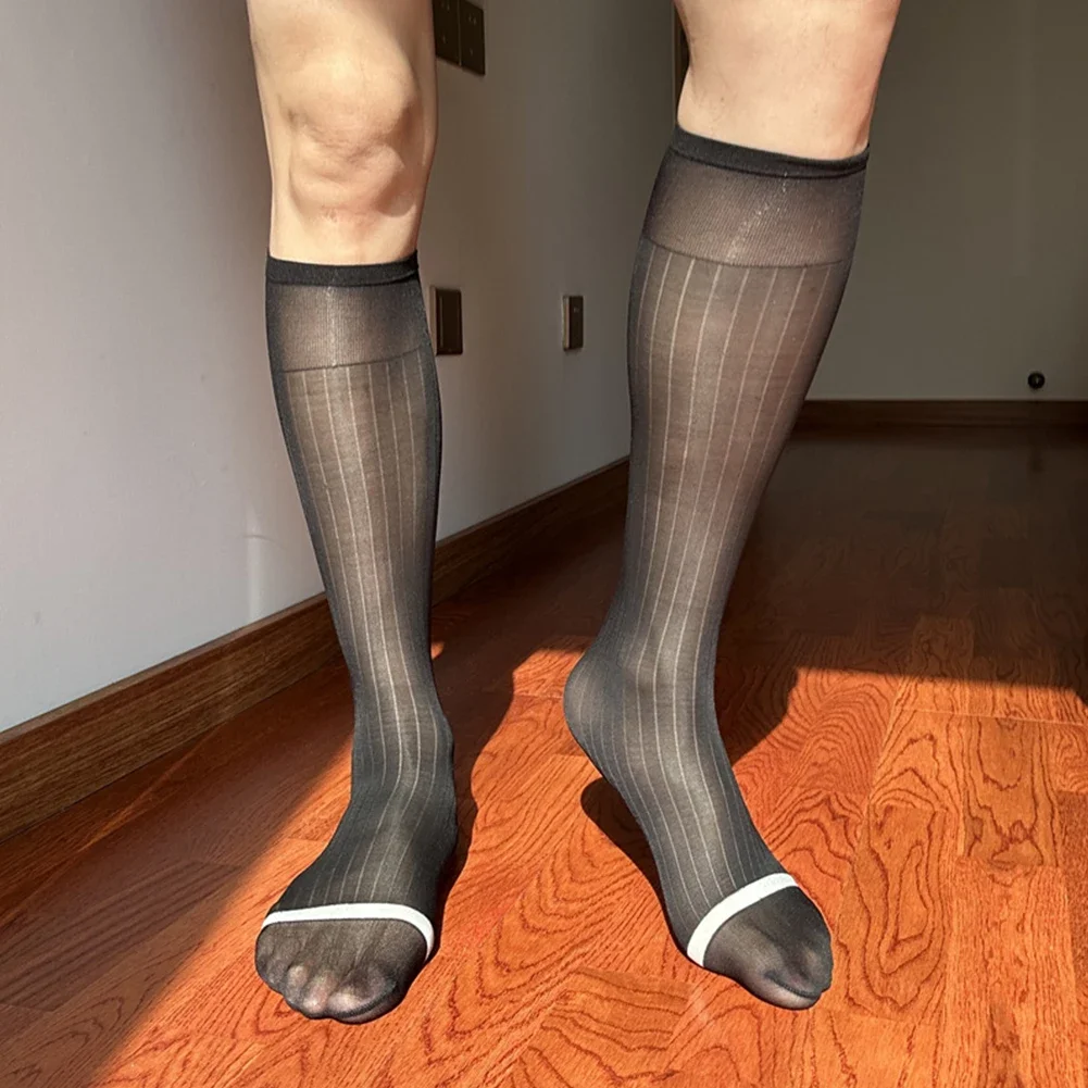 

See-Through Socks Mens Tube Socks For Business Meetings Brand New Condition Breathable Material For Men Nylon Fabric