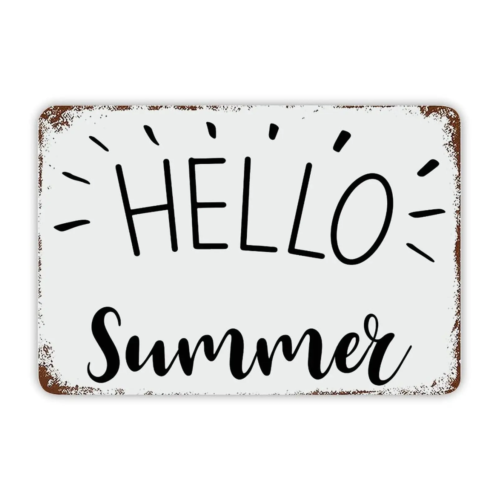 Vintage Metal Sign Hello Summer Tin Signs Inspirational Motto Decor Wall Art Metal Plaque Funny Humor Theme Novelty Sign Classic