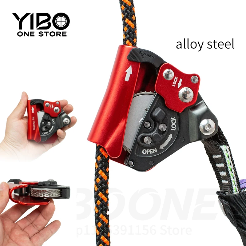 Self-Following Fall Arrester & Auto Belay Device for High Altitude Work Rock Climbing Rope Grab Descender for Rappelling Control