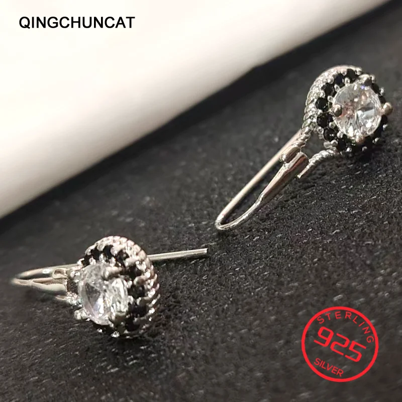 

Серьги-подвески с черным шпинелем в форме цветка для женщин, новинка 2026 года, серебро 925 пробы, ювелирные изделия