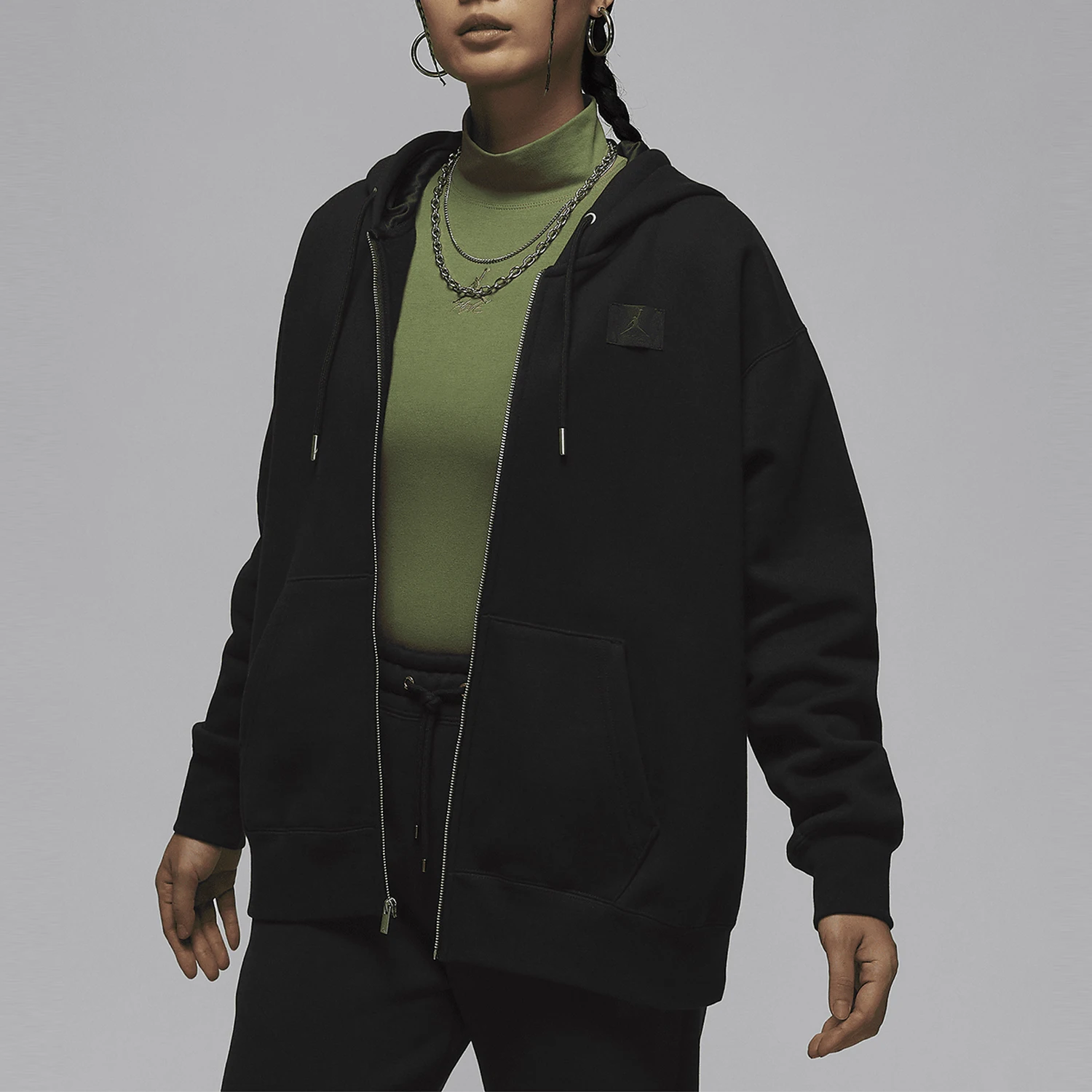 Giacca con cappuccio da esterno casual allentata da donna originale Nike JORDAN FZ1251-010