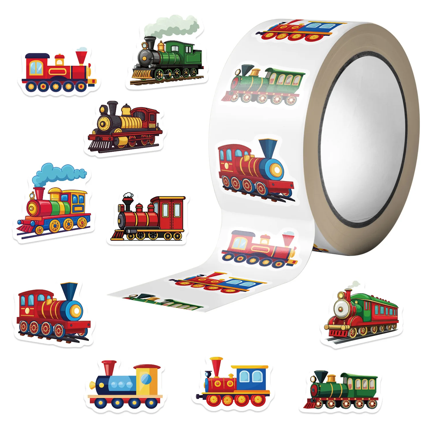 

500pcs/Roll Cartoon Train Roll Sticker DIY Creative Decoration Mobile Phone Case Notebook Skateboard Water Cup Graffiti Toy Gift