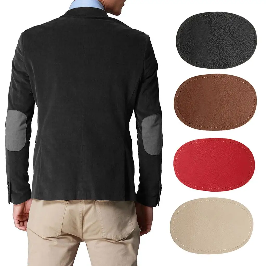 Pu Leather Patches Pair of Oval Sew on Elbow Knee Patches Repair Sewing Fabric Bag Clothing Accessories