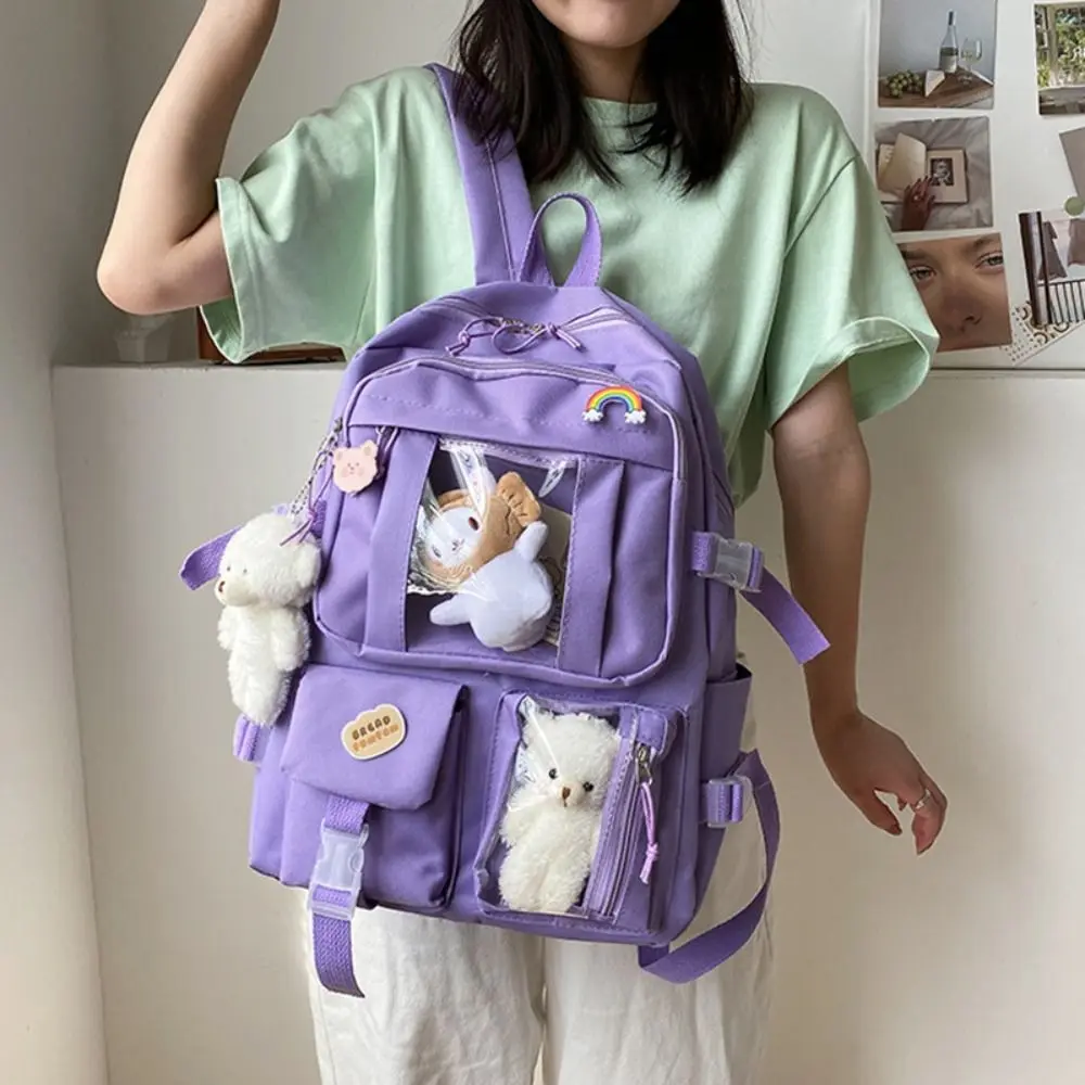 Simple Waterproof Book Bag Nylon Large Capacity Backpack School Rucksack Travel
